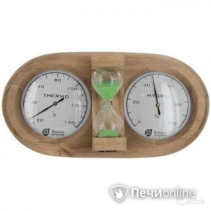 Термометр с гигрометром Банные штучки Банная станция с песочными часами в Москве